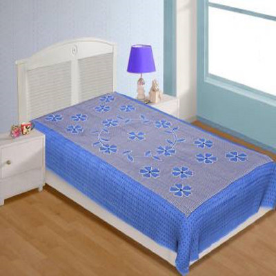 Supreme Home Collective 144 TC Microfiber Single Printed Flat Bedsheet(Pack of 1, Blue)