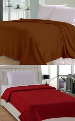 Hot Dealzz Solid Single Fleece Blanket for  Mild Winter(Polyester, Maroon, Brown)
