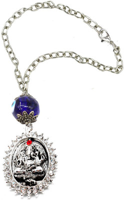 faynci Silver Diamond Ganesh Evel Eye Glass Beads Car Hanging Ornament(Pack of 1)