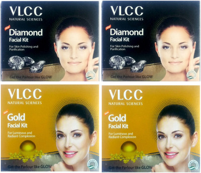 VLCC New Diamond Facial Kit and New Gold Facial Kit(4 x 60 g)