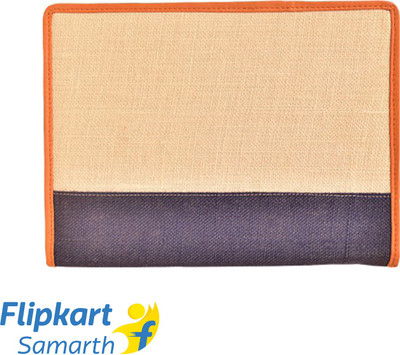 Jharcraft Jute File Folder(Set Of 1, Off White, Blue)