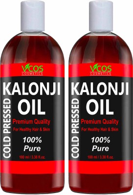 Vcos Cosmetics Cold Pressed Kalonji Oil - Virgin Grade - Black Seed Oil - Nigella Sativa (Pack of 2) Hair Oil(200 ml)