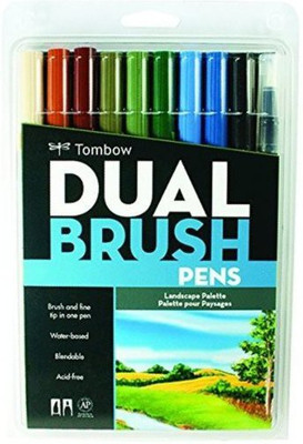 Tombow Tombow Dual Brush Pen Set, 6-Pack, Landscape Colors (56164) Calligraphy(Pack of 10, Ink Color - Multicolor)