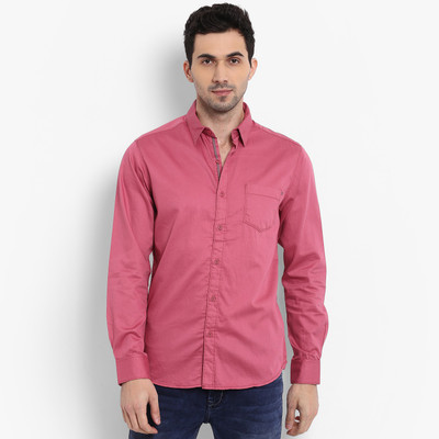 mufti-men-solid-casual-pink-shirt