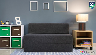 uberlyfe Two Seater Sofa Cum Bed - Perfect for Guests - Jute Fabric Washable Cover - Dark Grey | 4' X 6' Feet Double Sofa Bed(Finish Color - Grey Mechanism Type - Fold Out Delivery Condition - Pre-assembled) uberlyfe Two Seater Sofa Cum Bed - Perfect for Guests - Jute Fabric Washable Cover - Dark Grey | 4' X 6' Feet Double Sofa Bed(Finish Color - Grey Mechanism Type - Fold Out Delivery Condition - Pre-assembled)