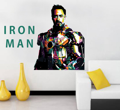 fuzzy 75 cm Iron Man Self Adhesive Sticker(Pack of 1)