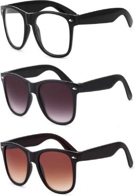 Singco Wayfarer Sunglasses(For Men & Women, Black, Brown, Clear)