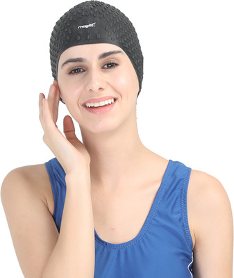 MagFit Bubble Cap - Black Swimming Cap(Black, Pack of 1)