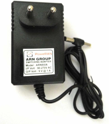 POWERAN 9V 1Amp Power Adaptor Or Charger with 2 pin Lead (Pack of 1) Worldwide Adaptor(Black)