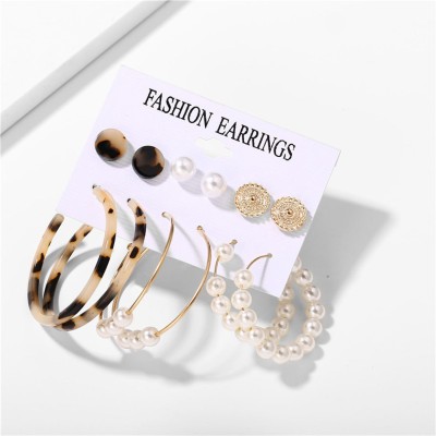 Jewels Galaxy Trendy Gold Plated Pearl Copper Hoop Earring
