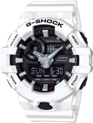 CASIO GA-700-7ADR G-SHOCK GA-700-7ADR Black Dial White Resin Strap Analog-Digital Watch  - For Men