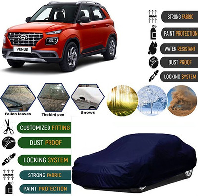 MotohunK Car Cover For Hyundai Venue (Without Mirror Pockets)(Blue)