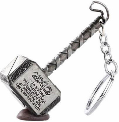 play run Marvel™ Avengers Thor Thor's Hammer Metal Key ring Key-chain Locking Key Chain(Silver)