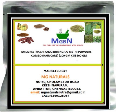 MGBN AMLA REETHA SHIKAKAI BHRINGRAJ METHI POWDERS COMBO(500 g)