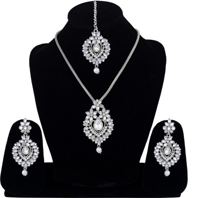 Darsha Collections Alloy Rhodium Silver Jewellery Set(Pack of 1)