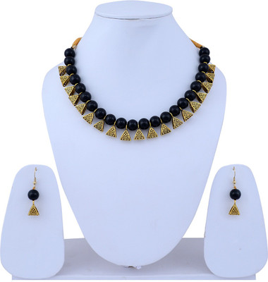 Darsha Collections Alloy Brass Black Jewellery Set(Pack of 1)