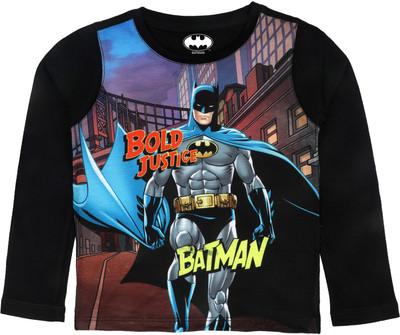 BATMAN Boys Typography, Printed Polycotton Regular T Shirt(Multicolor, Pack of 1)