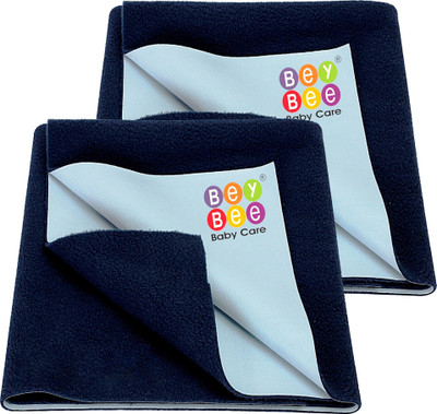 BeyBee Cotton Baby Bed Protecting Mat(Dark Blue, Pack of 2, Large)