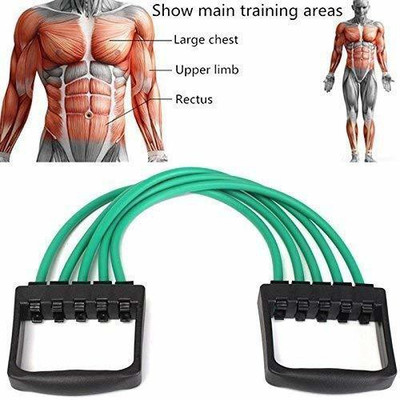 Fitness Scout Home Gym Exerciser Tube 5 Latex Resistant Chest Arm Back Muscle Toner Exerciser Resistance Tube(Green)