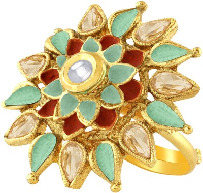 SPARGZ Floral Festive Wear Alloy Gold Plated AD Stone Alloy Diamond Gold Plated Ring
