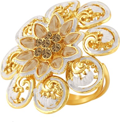 SPARGZ Floral Festive Wear Alloy Gold Plated AD Stone Alloy Cat's Eye Gold Plated Ring