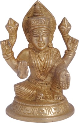 Shivshakti Arts Lakmi Ji Sitting Pure Brass Statue - Vastu Poojan Decorative Showpiece  -  9.5 cm(Brass, Copper)