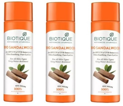 BIOTIQUE Sunscreen - SPF 50 PA+ andalwood SPF 50 Ultra Soothing Face Lotion(360 ml)