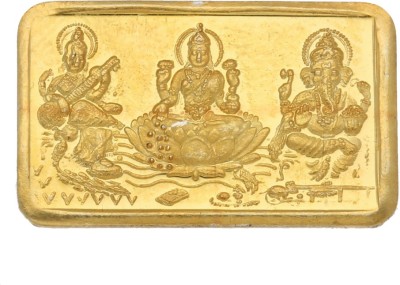 Sri Jagdamba Pearls Ganesh Saraswathi Lakshmi Pure Gold Coin 24 (9999) K 1 g Gold Bar