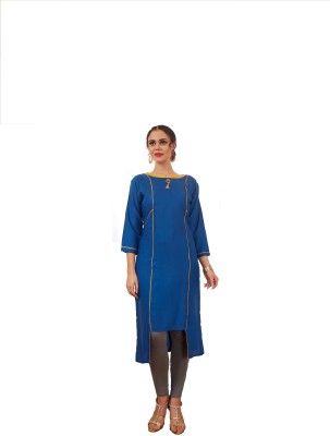 BAPS FASHION Women Solid High Low Kurta(Blue)