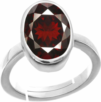 PARTH GEMS Certified Gomed (Hessonite) 9.25 cts Bold Silver Ring For Men & Women Metal Garnet Silver Plated Ring
