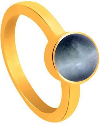 CLEAN GEMS Certified Cat's Eye (Lehsuniya) 5.25 Ratti or 4.8 Carat for Male & Female Panchdhatu 22k Gold Plated Ring Alloy Cat's Eye Gold Plated Ring