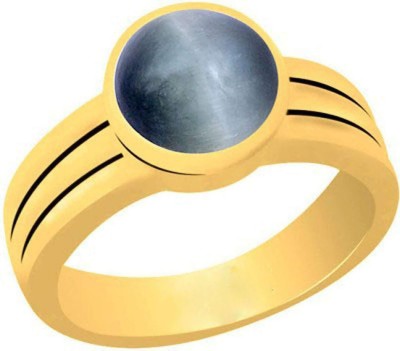 CLEAN GEMS Certified Cat's Eye (Lehsuniya) 8.25 Ratti or 7.50 Carat for Male & Female Panchdhatu 22k Gold Plated Ring Alloy Gold Plated Ring