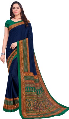 Vipra Designer Printed, Woven Daily Wear Crepe Saree(Dark Blue)