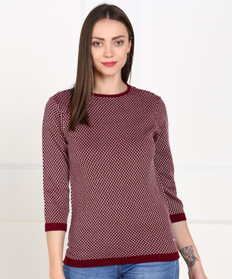 van-heusen-casual-regular-sleeve-self-design-women-maroon-top