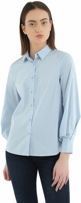 Cover Story Casual Regular Sleeve Solid Women Blue Top