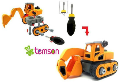 TEMSON High Quality DIY Dissembled Assembled Excavator Construction Vehicle(Multicolor)