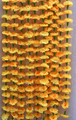ONRR Collections Yellow Marigold Flower garland for decoration( 12 strips ) Yellow Marigold Artificial Flower(150 inch, Pack of 12, Garlands)