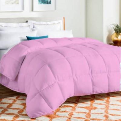 Texlux Solid Single Duvet for  Mild Winter(Poly Cotton, Pink)