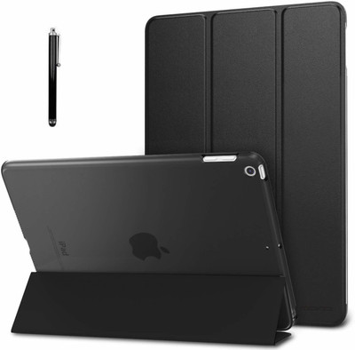 YAOJIN Flip Cover for Apple iPad 10.2" 7th Generation with Stylus Pen, Translucent & Hard Back(Black, Magnetic Case)