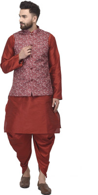 ABH Lifestyle Men Kurta Dhoti Pant Ethnic Jacket Set