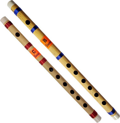 HIMANSHU MUSICALS B & C Scale Bamboo flute Wooden Flute(35 cm)