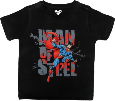 Superman Baby Boys Typography, Printed Polycotton Regular T Shirt(Black, Pack of 1)