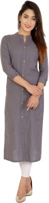 HISHAV Women Solid Straight Kurta(Grey)