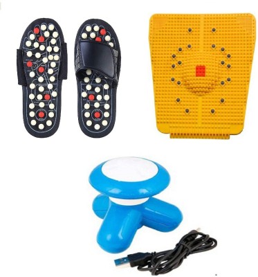 MARCRAZY CLA-1 accupressure mat / plate & Yoga Paduka / accupressure slipper Massager(Black, Yellow, Blue)