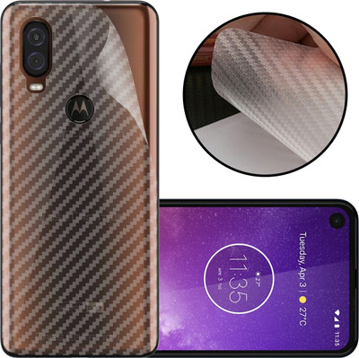 CASE CREATION Motorola One Vision Mobile Skin(3D Carbon Fibre Transparent Back Skin Matte Finish)
