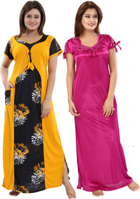 Shopping World Women Nighty Set(Multicolor)