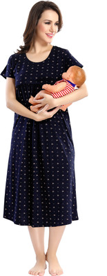 AV2 Women Maternity/Nursing Nighty(Blue)