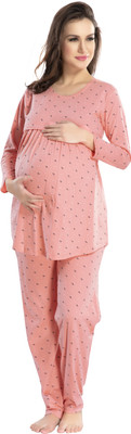 AV2 Women Printed Orange Top & Pyjama Set