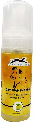 PETS EMPIRE Dry Dog Shampoo, Waterless, No Rinse Foam Mousse - Removing Pet Odor and Bathless Cleaning of Coat -150ML (Lemon) Anti-microbial, Conditioning, Anti-fungal, Anti-parasitic, Flea and Tick, Anti-dandruff, Allergy Relief, Whitening and Color Enhancing, Anti-itching, Hypoallergenic Lemon Dog