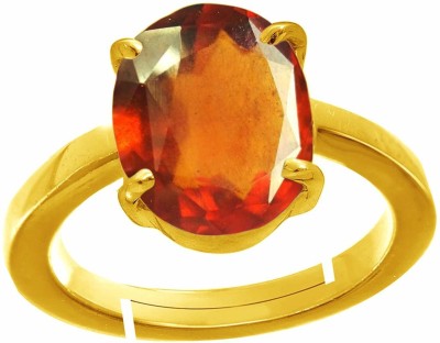 PARTH GEMS 5.25 Carat Natural Gomed Hessonite Garnet Stone Panchdhaatu Adjustable Ring for Men or Women Metal Garnet Gold Plated Ring